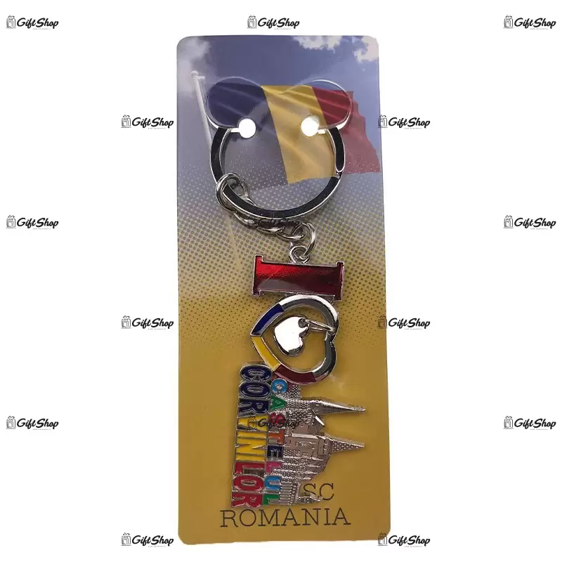 Castelul corvinilor, i love corvinilor, breloc din metal